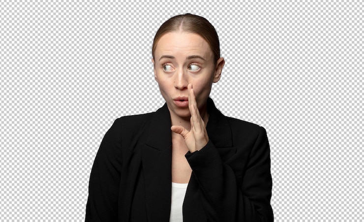 Free PSD feeling shocked and astonished holding face to hand in disbelief with mouth wide open