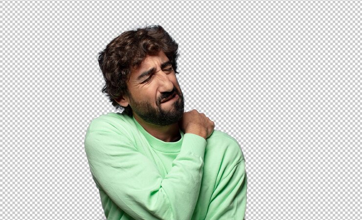 मुफ़्त PSD feeling tired stressed anxious frustrated and depressed suffering with back or neck pain