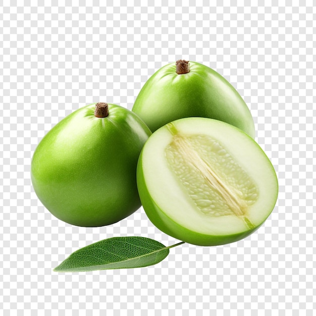 무료 PSD 투명한 배경에 고립 된 feijoa 과일