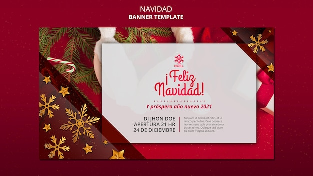 Бесплатный PSD Шаблон баннера feliz navidad