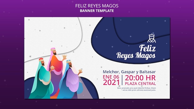 PSD gratuito modello di banner magos feliz reyes