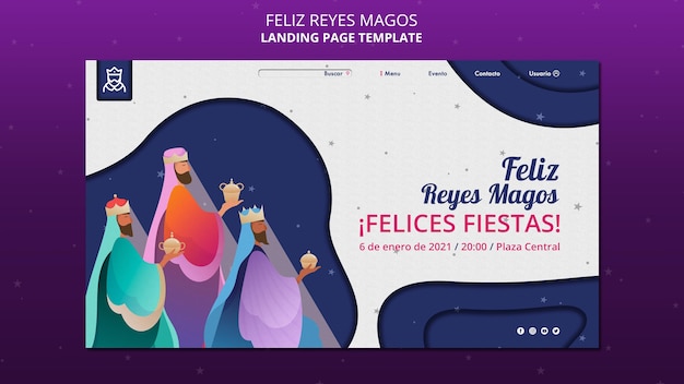 Free PSD feliz reyes magos template landing page