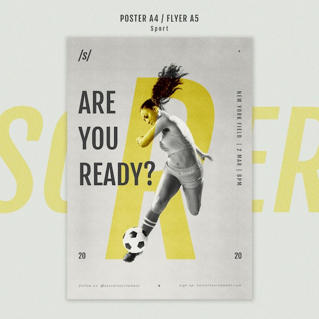 Free PSD female football player poster template