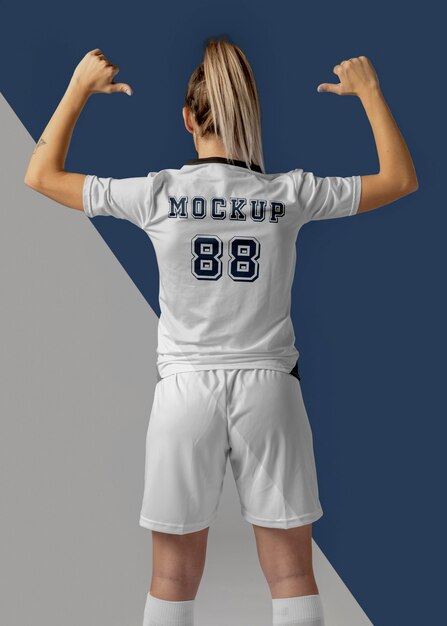 Female soccer player apparel mock-up