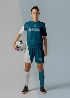 Female soccer player apparel mock-up
