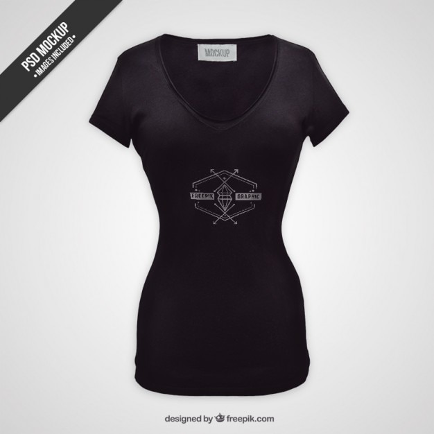 Female T-Shirt Mockup – Free PSD Template for Clothing Design