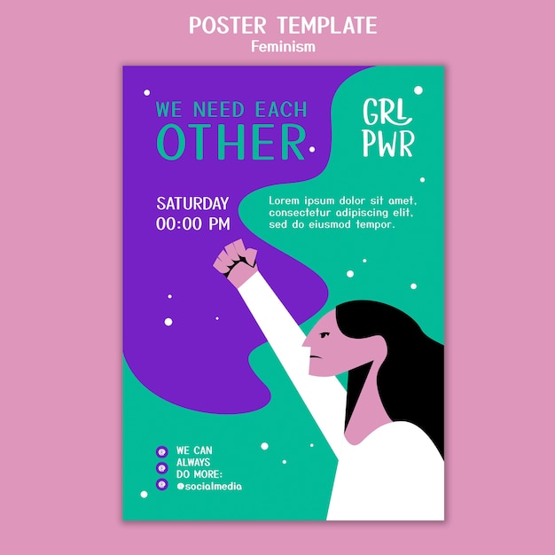 Free PSD feminism poster template