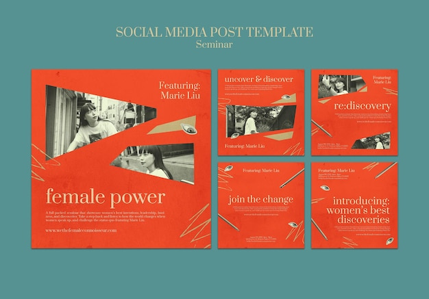 Бесплатный PSD Сообщения о семинаре по феминизму в социальных сетях