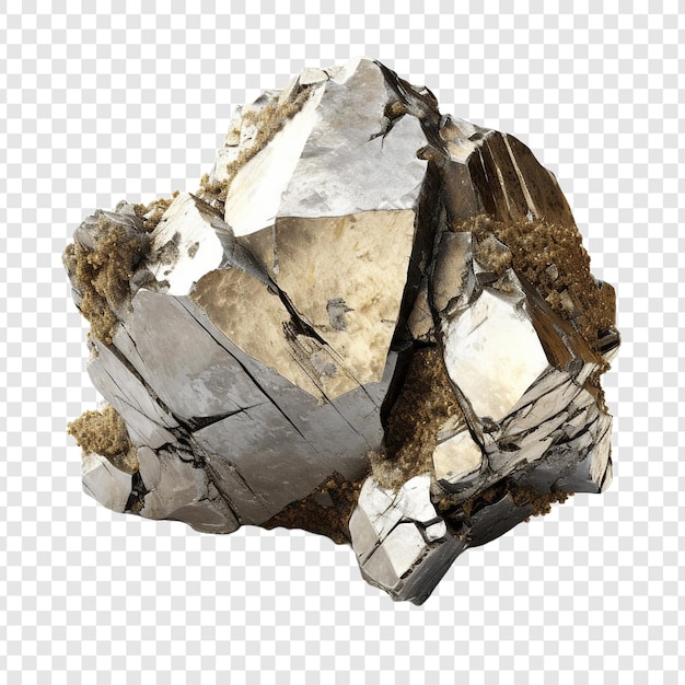 Fes2 pyrite isolated on transparent background