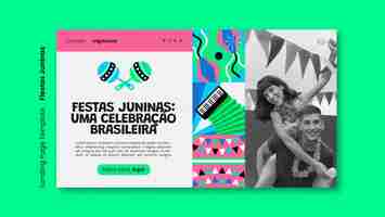 Free PSD festa junina celebration landing page template