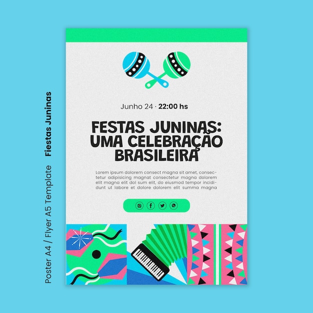 Free PSD festa junina celebration poster template