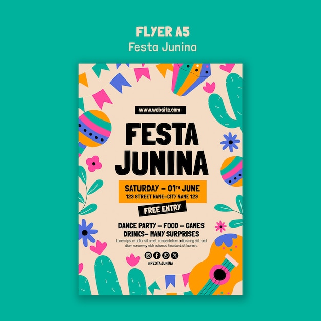 PSD gratuito template per la celebrazione di festa junina