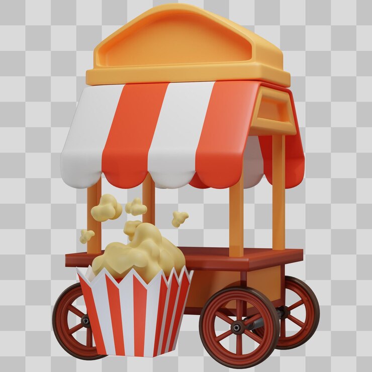 Free PSD festa junina food stall with popcorn
