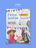 Бесплатный PSD Дизайн шаблона festa junina