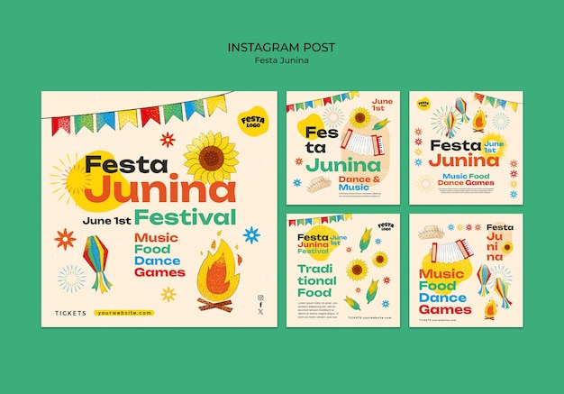 Бесплатный PSD Дизайн шаблона festa junina