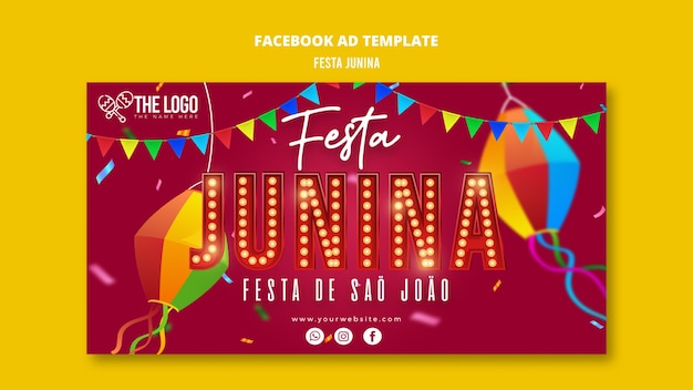 Шаблон facebook для празднования Festas juninas