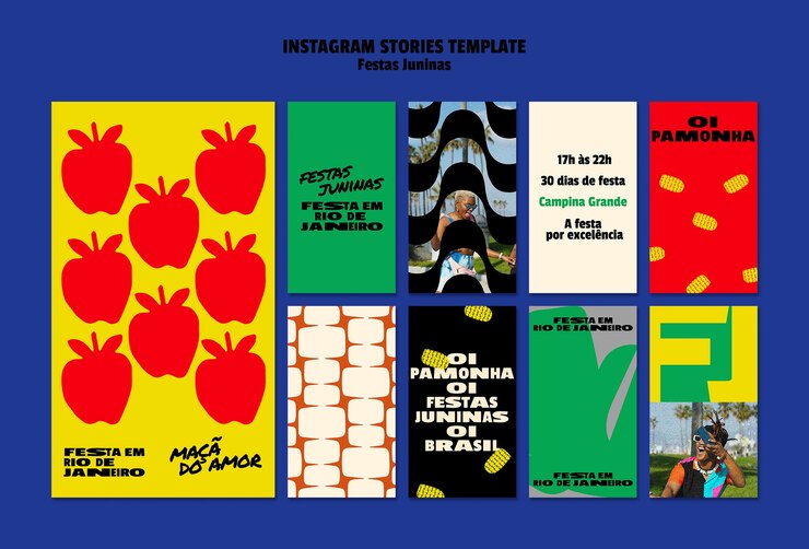 無料PSD festas juninasのお祝いのinstagramストーリー