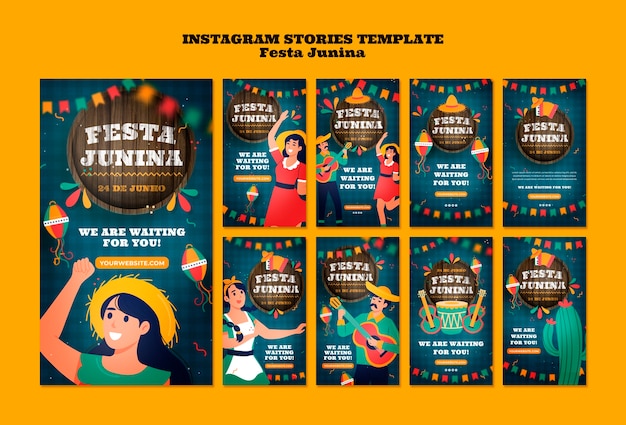 PSD gratuito storie di instagram di celebrazione di festas juninas