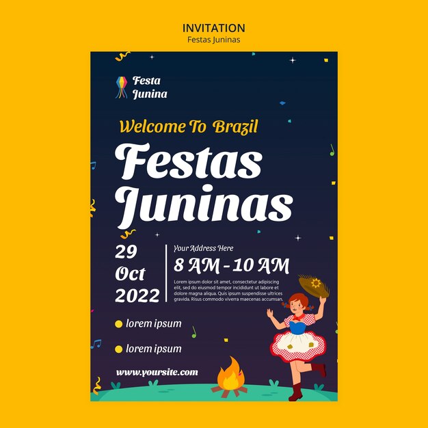 Festas juninas celebration invitation template