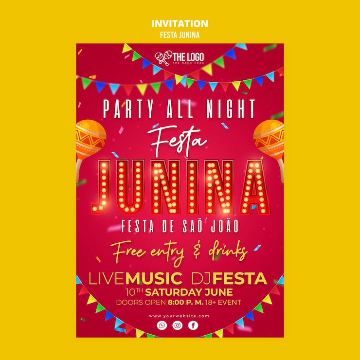 Free PSD festas juninas celebration invitation template