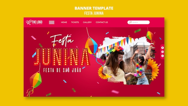 PSD gratuito modello della pagina di destinazione della celebrazione di festas juninas