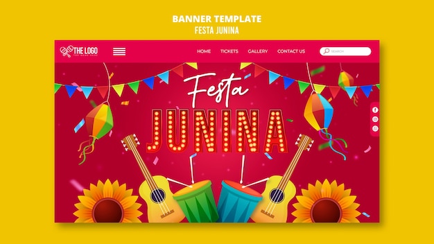 Free PSD festas juninas celebration landing page template