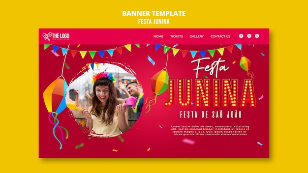Modello della pagina di destinazione della celebrazione di Festas juninas