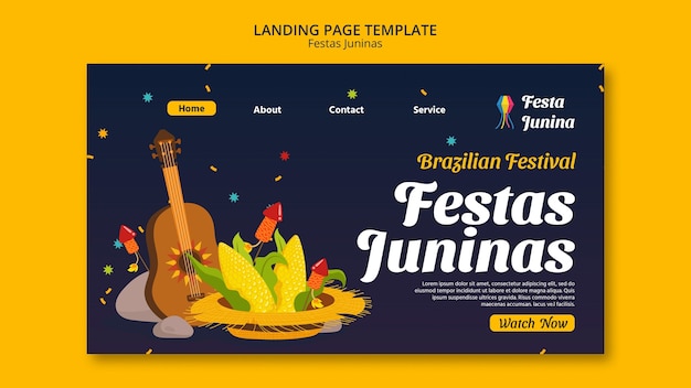 Festas juninasのお祝いのランディングページ