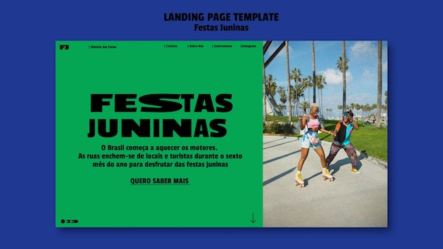 Free PSD festas juninas celebration landing page