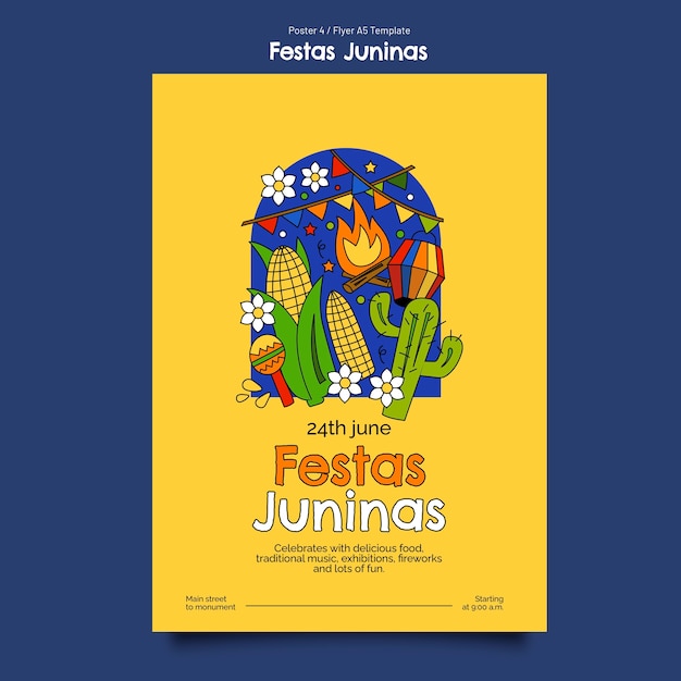 Шаблон плаката празднования festas juninas