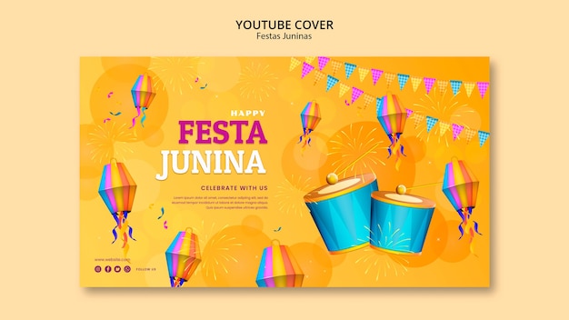 Modello di copertina di youtube per la celebrazione di festas juninas