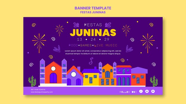Festas juninas horizontal banner template