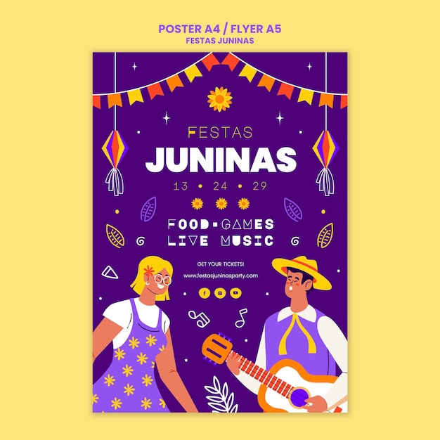 Festas juninas vertical poster template