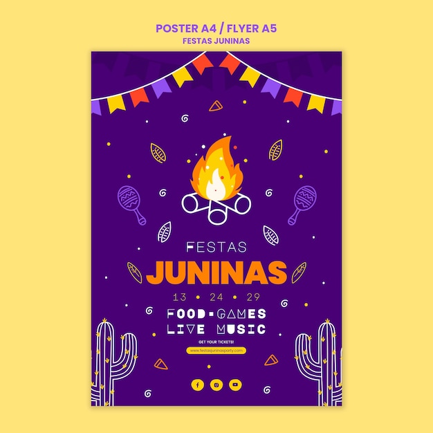 Festas juninas vertical poster template