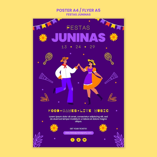 무료 PSD festas juninas 세로 포스터 템플릿