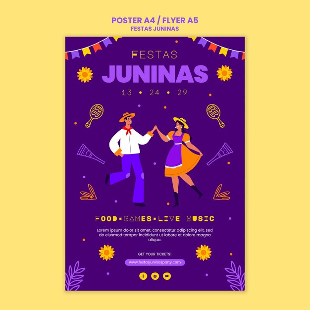 Festas juninas vertical poster template