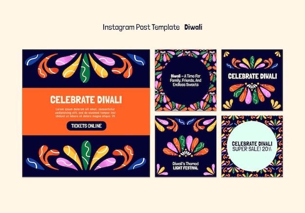 Free PSD festival of lights celebration instagram posts