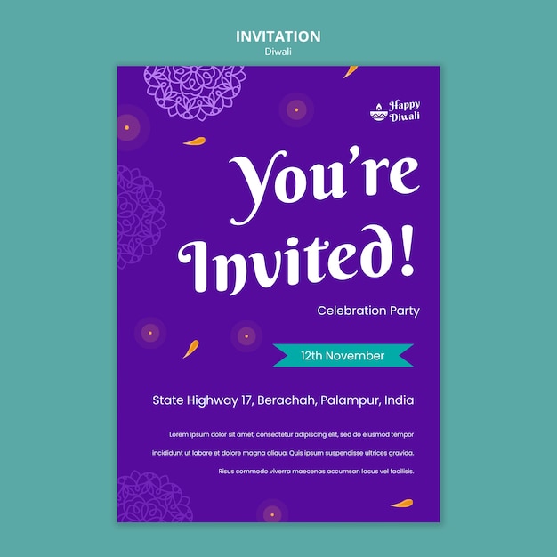 Free PSD festival of lights celebration invitation template