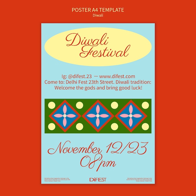 Free PSD festival of lights celebration poster template