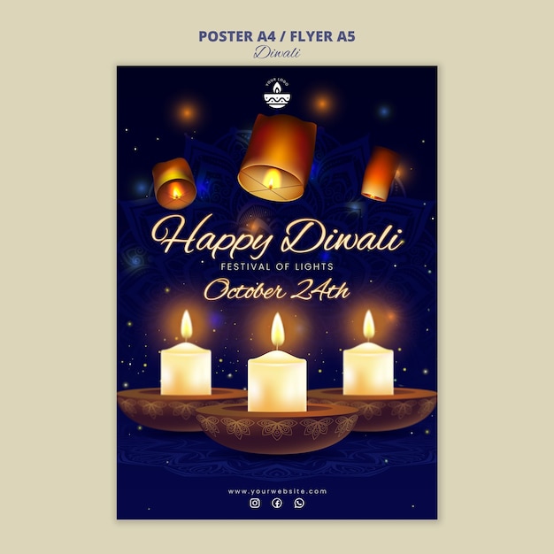 Free PSD festival of lights celebration poster template