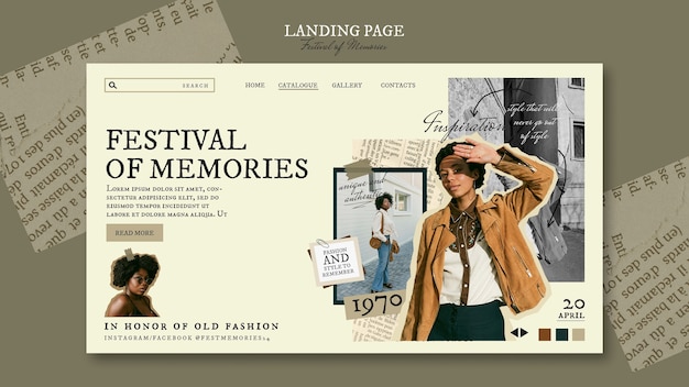 PSD gratuito template della pagina di destinazione del festival of memories