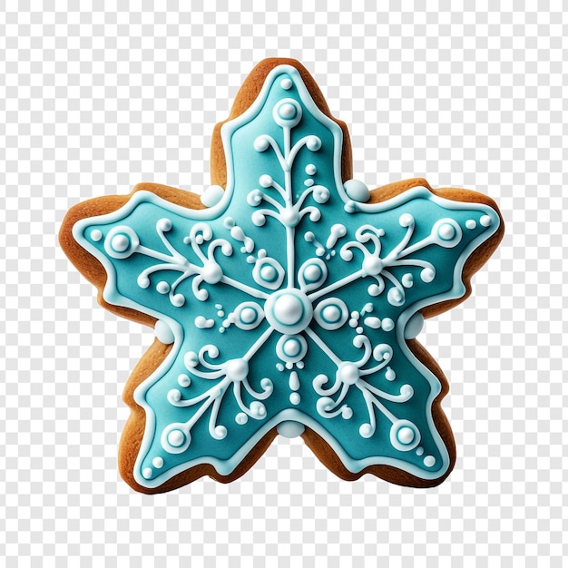 PSD gratuito cookie di pan di zenzero blu festivo e decorazione isolati su sfondo trasparente