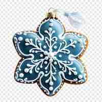 Free PSD festive blue gingerbread cookie and decoration isolated on transparent background