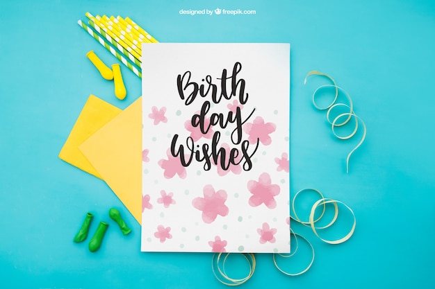 Festive Celebration Composition: Free PSD Templates for Party Mockup and Balloon Decoration