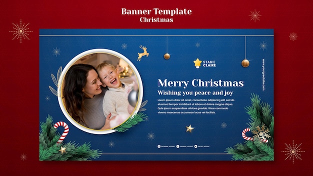 Festive christmas horizontal banner template