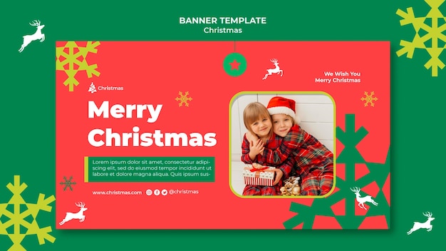 PSD gratuito modello di banner orizzontale festivo di natale