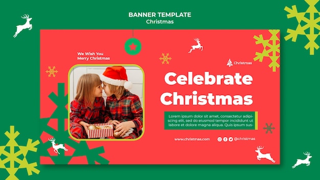 PSD gratuito modello di banner orizzontale festivo di natale