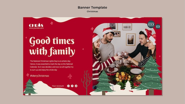 Festive christmas horizontal banner template