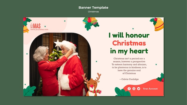 Festive christmas horizontal banner template