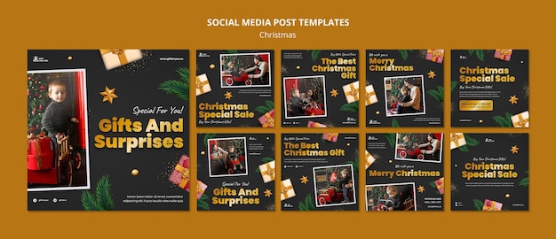 Festive christmas social media posts pack